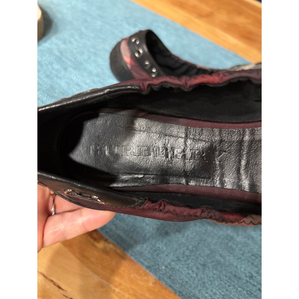 Burberry Winter Claret House Check Nylon Ballet Flats Size 40 EUR 9 US - Picture 6 of 7